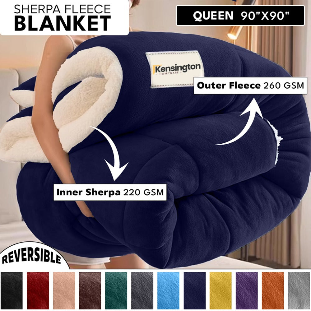 480GSM Sherpa Fleece Blanket – Double-Sided Heavy Warm Throw for Couch, Bed & Travel, Reversible All Season, 13 Colors, 3 Sizes - product image 71