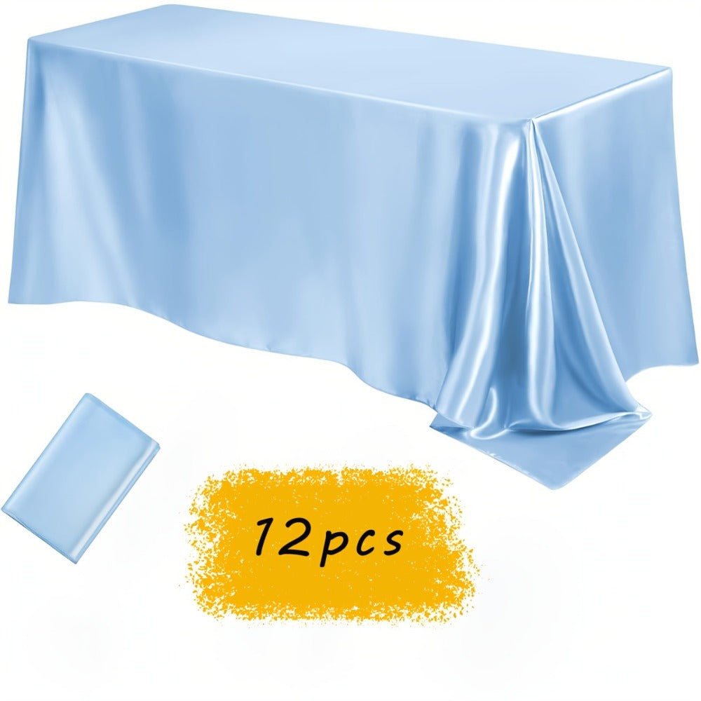 Satin Tablecloth 12pcs 57"x102" Rectangular Silky Smooth Fabric Table Cover for Wedding Banquet Birthday Party Holiday Event - product image 2