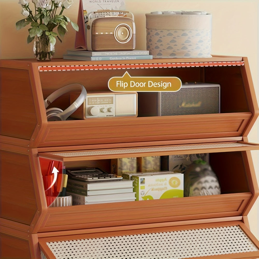 Bamboo Shoe Rack with Flip Drawer Freestanding Narrow Entryway Shoe Organizer 2 Sizes Stackable Storage for Living Room Bedroom - product image 2