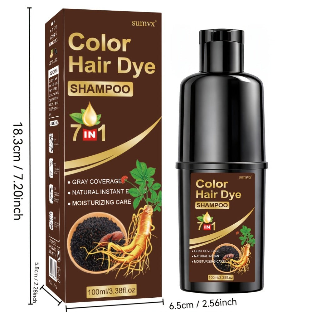 Natural Herbal Hair Dye Shampoo 3.38oz — Moisturizing & Conditioning Easy-Apply Hair Color, 5 Shades: Black, Brown, Chestnut Brown, Golden Brown & Coffee, Holiday Gift - product image 5