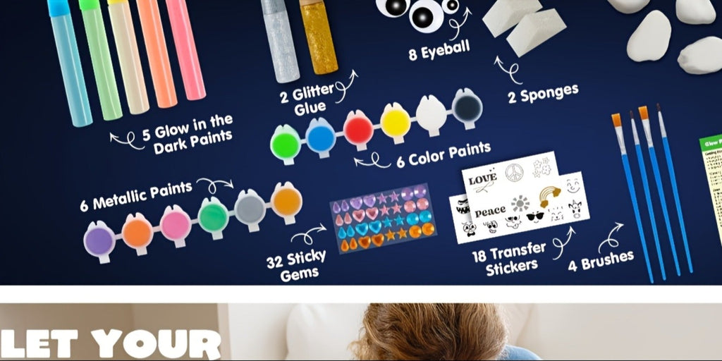 Graffiti Puzzle Outdoor Art Craft Activity Kit Non-Toxic Screen-Free Creative Birthday Party Gift for Boys Girls Ages 5+ – Stone Painting Set Glow in the Dark for Kids