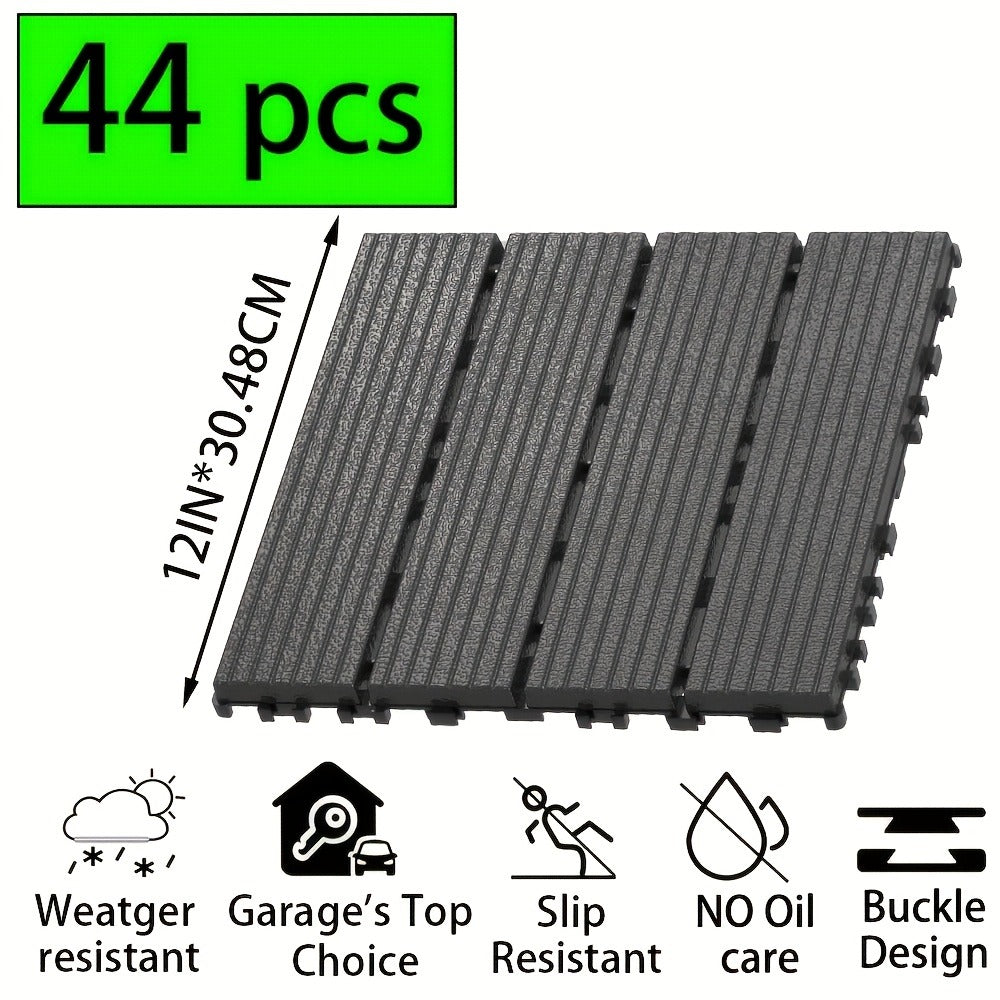 Interlocking Deck Tiles 44pcs 12"x12", Waterproof Outdoor Patio Flooring Tiles, PP Plastic Interlocking Floor Tiles for Balcony Pool Backyard Terrace, Easy Install All-Weather Anti - product image 3