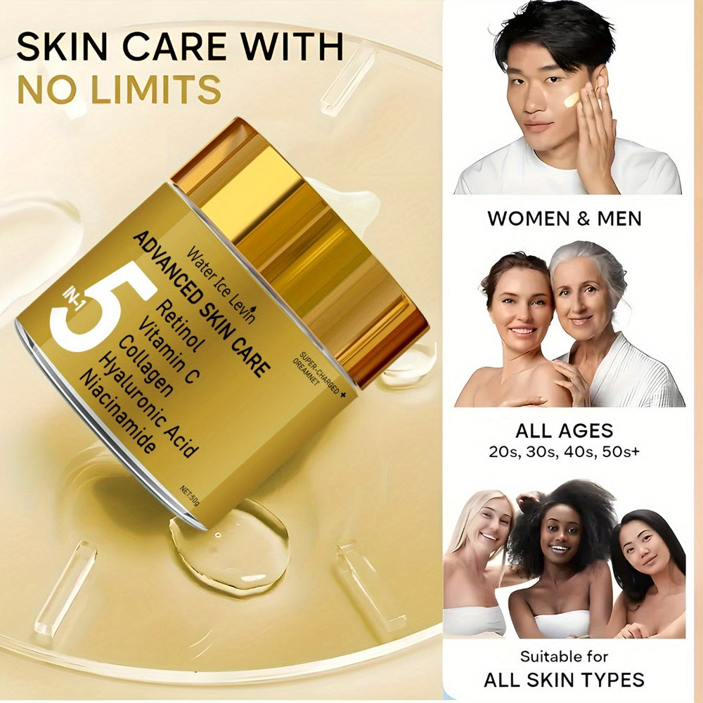 Retinol Niacinamide Anti-Aging Face Cream 5-in-1 – Vitamin C, Collagen & Hyaluronic Acid Instant Lifting Tightening Moisturizer, Brightening Pore Minimizing Luxury Formula for Men  - product image 7