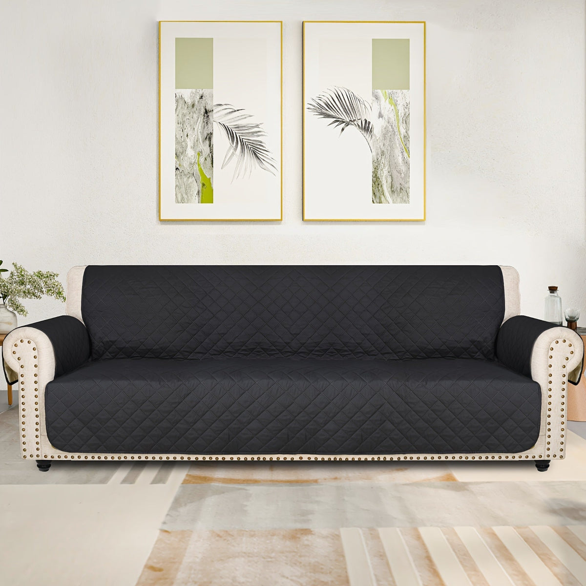 Sofa Slipcover 5-Layer Quilted Thick Sofa Cover Protector Elastic Strap Non-Slip Washable Pet Friendly Universal Fit 3 4 Seater Couch Cover for Living Room - 10 Colors - product image 46