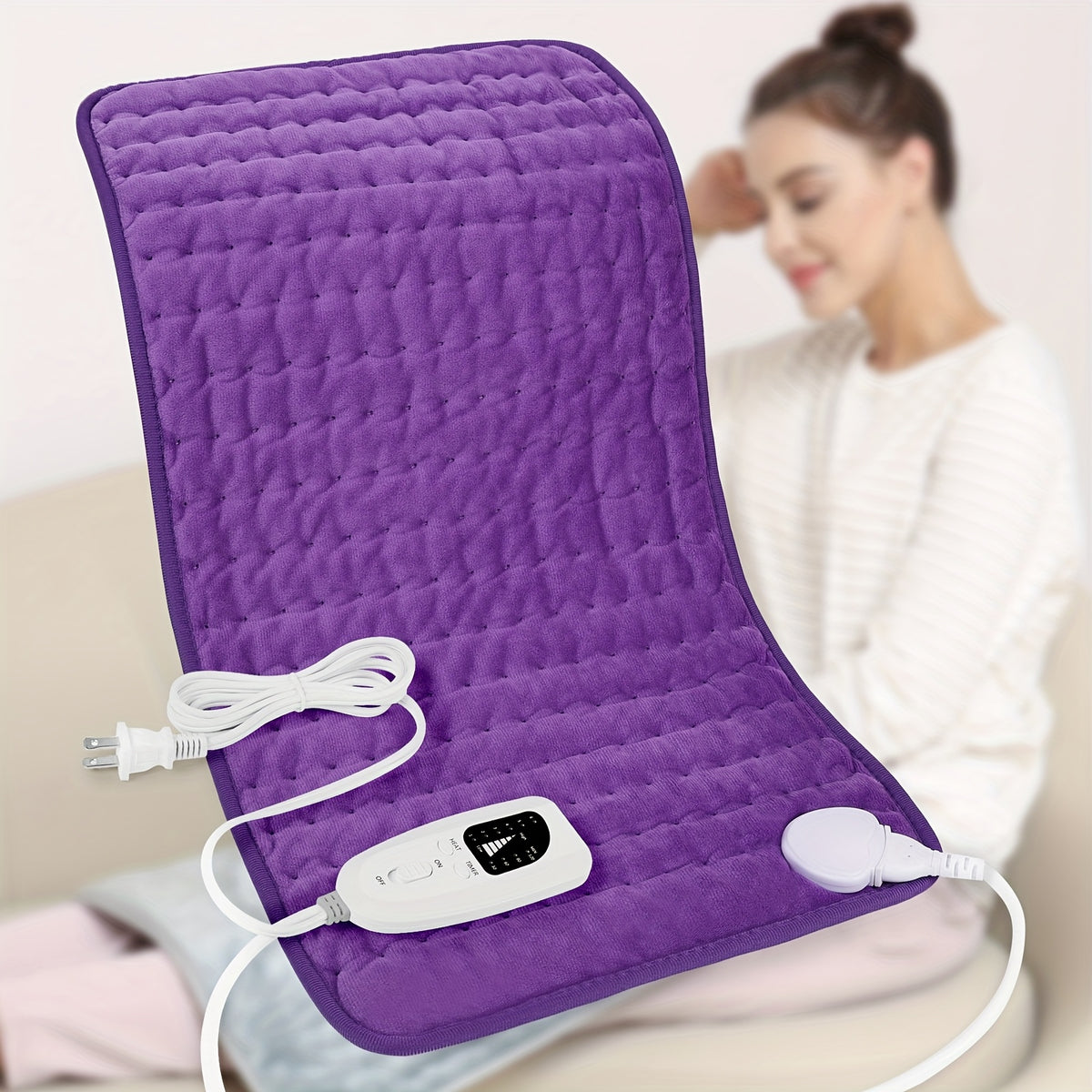 Extra Large Heating Pad - Back, Neck, Shoulders, Arms, Abdomen, Quickly Heated to 140 °F, Portable, 6 Heating Settings, Automatic Shut-Off, 24" X 12", Wet/Dry Options, Machine Washable