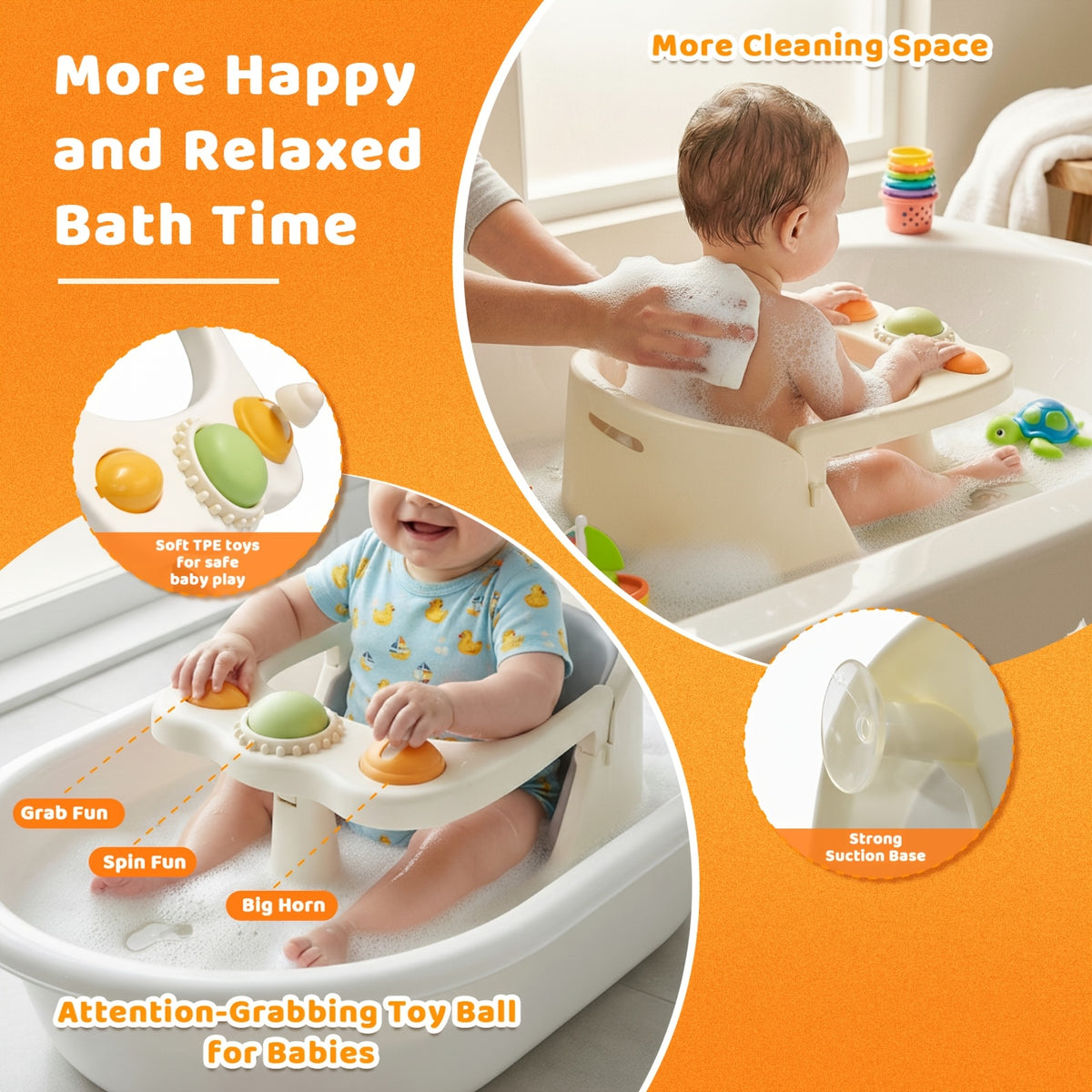 Toddler Bath Seat, Baby Bath Seat, Baby Shower Safety Products for Bathing and Showering for Children to Sit, Baby Bath Seat for Babies 6 Months & Up Non-Slip - product image 4