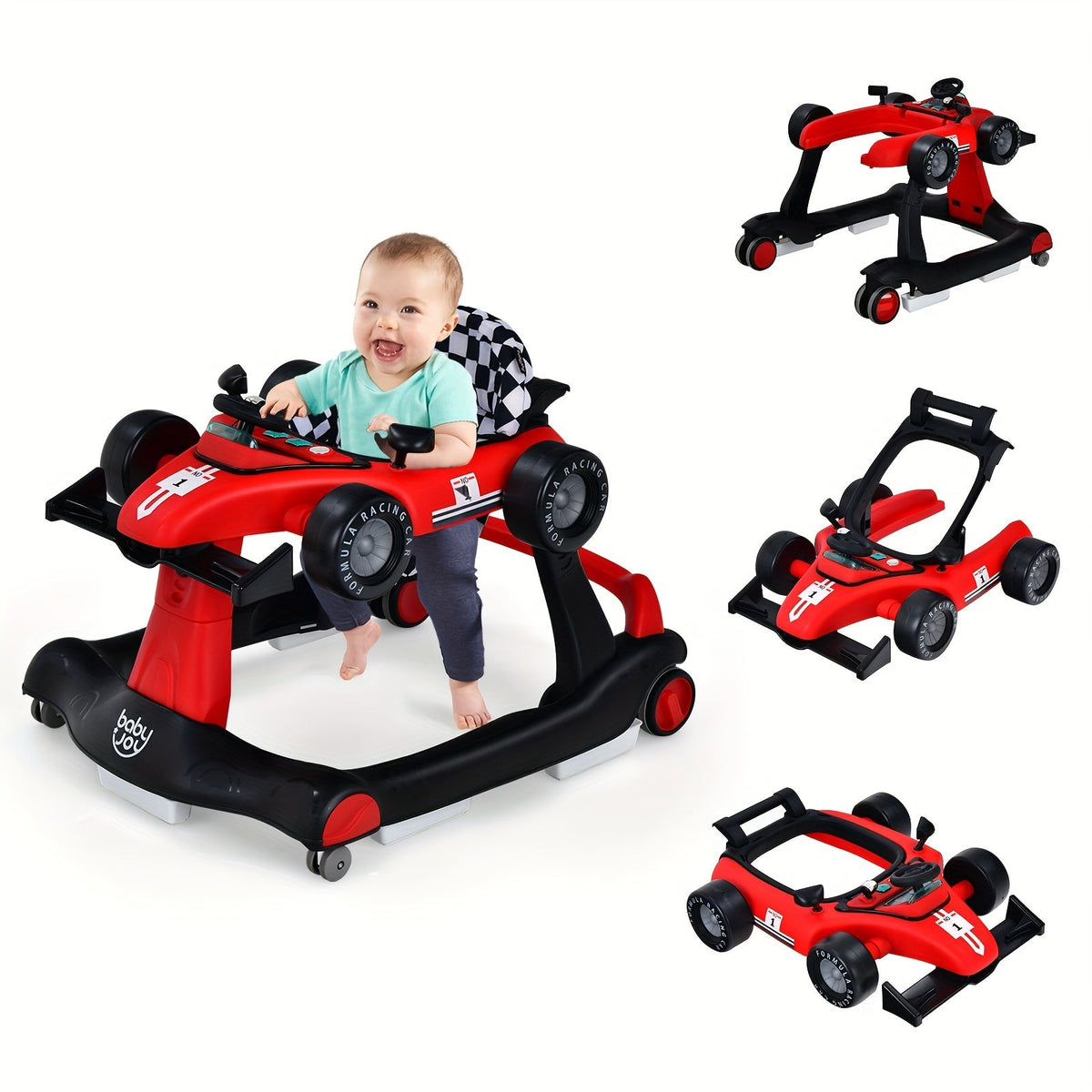 4-in-1 Collapsible Baby Walker with Activity Toy Tray & Adjustable Height – Sit-to-Stand Push Walker for Infants & Toddlers, Removable Washable Seat Pad, Safe - product image 18