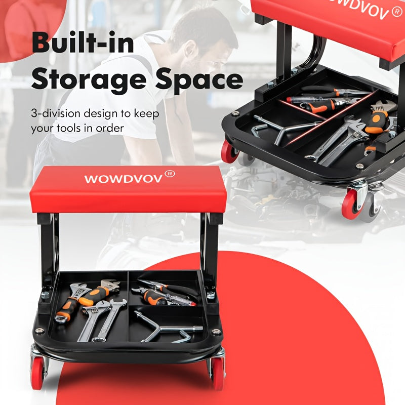 Auto Repair Bench with Roller Moving Tool Tray(Sold Separately), Wheel X Mechanical Climber 3-In-1/2-In-1 Z-Shaped Seat with 500 Pound Capacity, Foldable and - product image 14