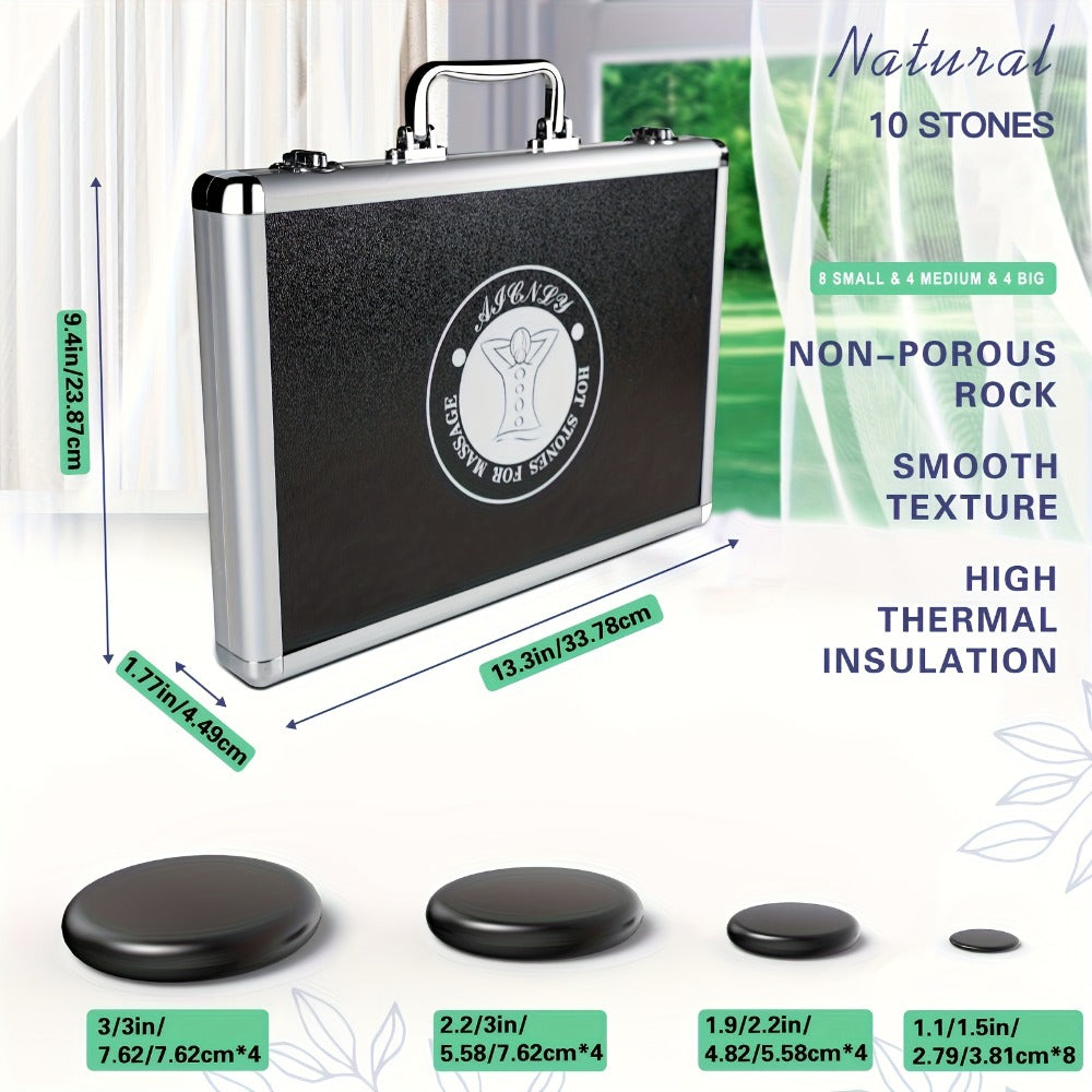 Spa Hot Stone Massage Set with Heater & Temperature Control — 10 Basalt Stones, 2 Size Options, Professional Kit for Full Body Muscle Relief, Home & Salon Use - product image 6