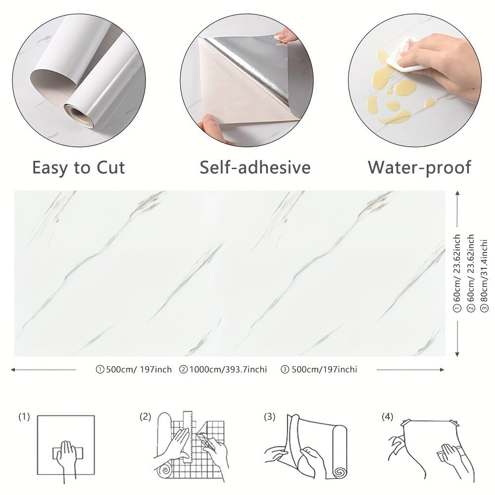 Marble Peel and Stick Wallpaper Roll - Waterproof Oil-Proof Self-Adhesive Wall Contact Paper for Kitchen Backsplash Bathroom Countertop - product image 13