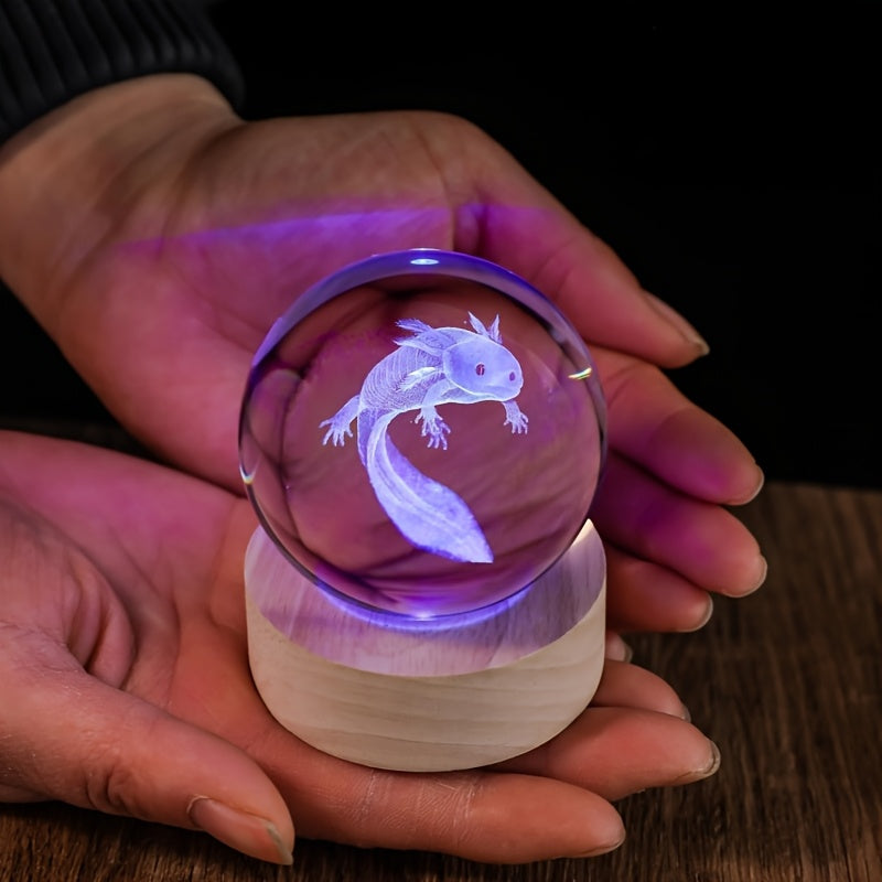 3D Axolotl Crystal Ball Night Light – USB Powered LED Colorful Gradient Glow Orb Atmosphere Lamp with Bamboo Base, Amphibian Figurine Desk Light for Home Decor, Bedroom, Kids Room  - product image 9
