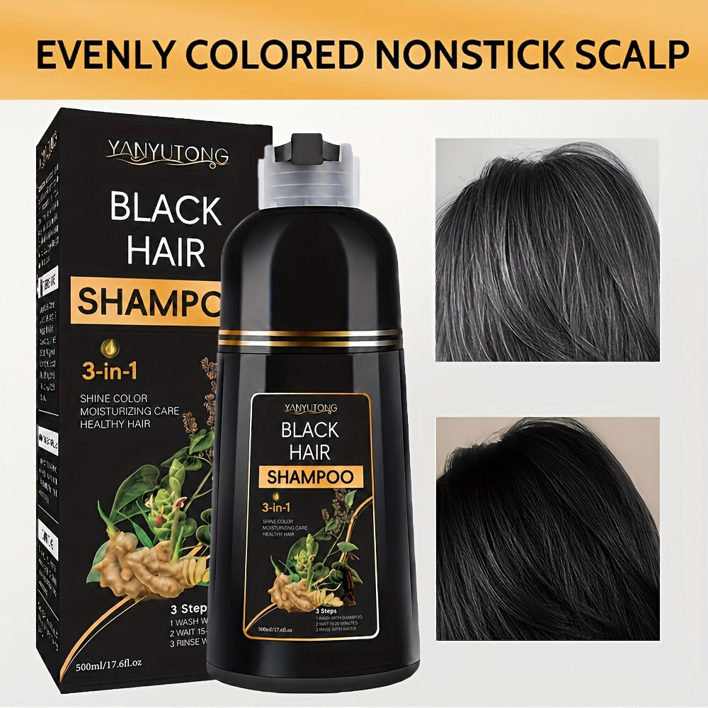 Gray Hair Coverage Shampoo 3-in-1 Black Hair Dye — Herbal Plant-Based Formula Dyes Cleanses & Conditions in One Wash, Moisturizing Nourishing Fast Color Results for Men & Women, 50 - product image 10