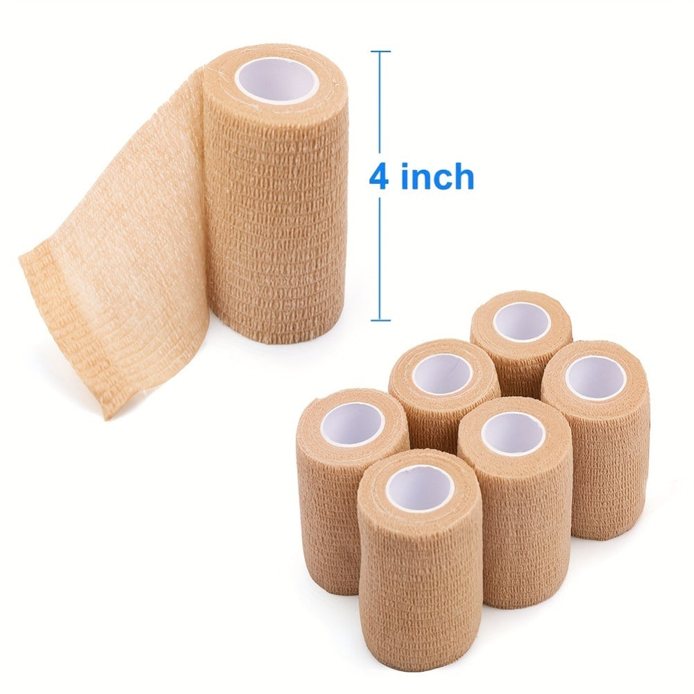 Self Adhesive Bandage Wrap 4 Inch x 5 Yards Cohesive, 6 Rolls Non-Woven Self-Sticking Athletic Tape for Ankle Knee Wrist Sprains, Breathable Elastic First Aid Medical Wrap Elbow Su - product image 2