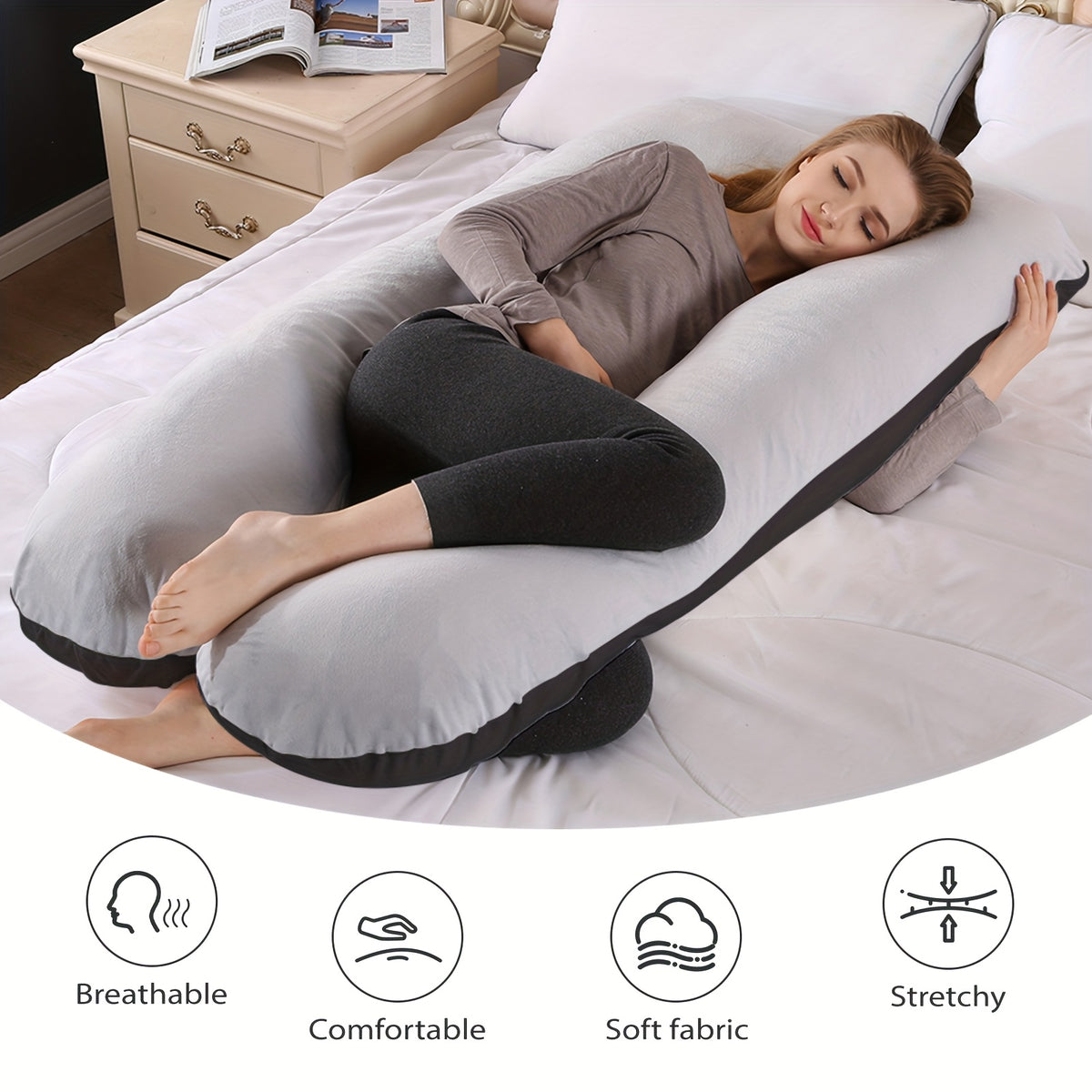 U-Shaped Maternity Pillow for Back, Neck, and Leg Support – Soft, Portable, and Comfortable Polyester Pregnancy Pillow for Expecting Moms, Hand Wash or Dry - product image 15