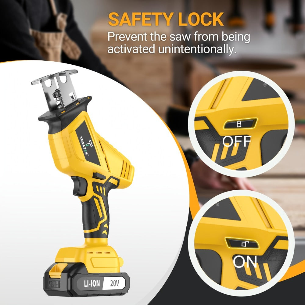 Electric Reciprocating Saw Cordless with LED Light & Safety Lock – Multi-Purpose Cutting Tool with Replaceable Blades, 1 or 2 Battery Options, Carrying Case Included - product image 8