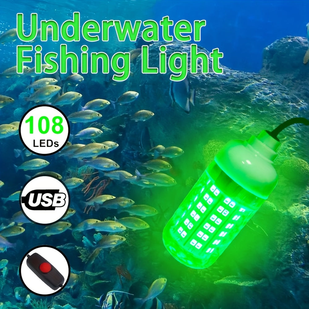 IP68 Waterproof Night Fishing Lure Light with USB Connector & 16.4ft Cable, Super Bright Submersible Fish Attracting Light for Boat, Ice Fishing & Night - product image