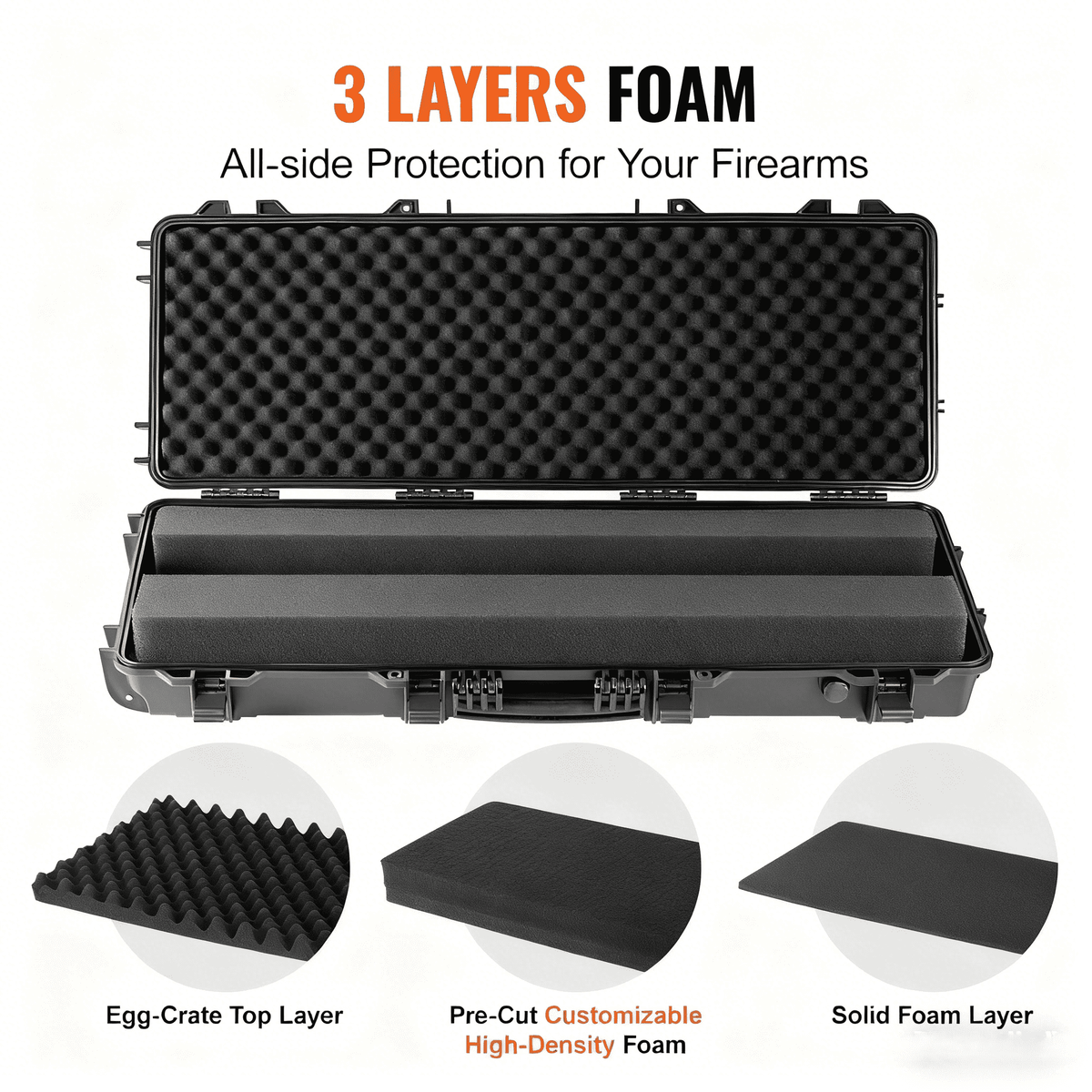 Lockable TSA Approved Gun Case, 3-Layer Protective Foam, Crushproof Hard Shell for Two Rifles or Shotguns, Pressure Valve & Metal Hinges for Hunting & Travel - product image 3