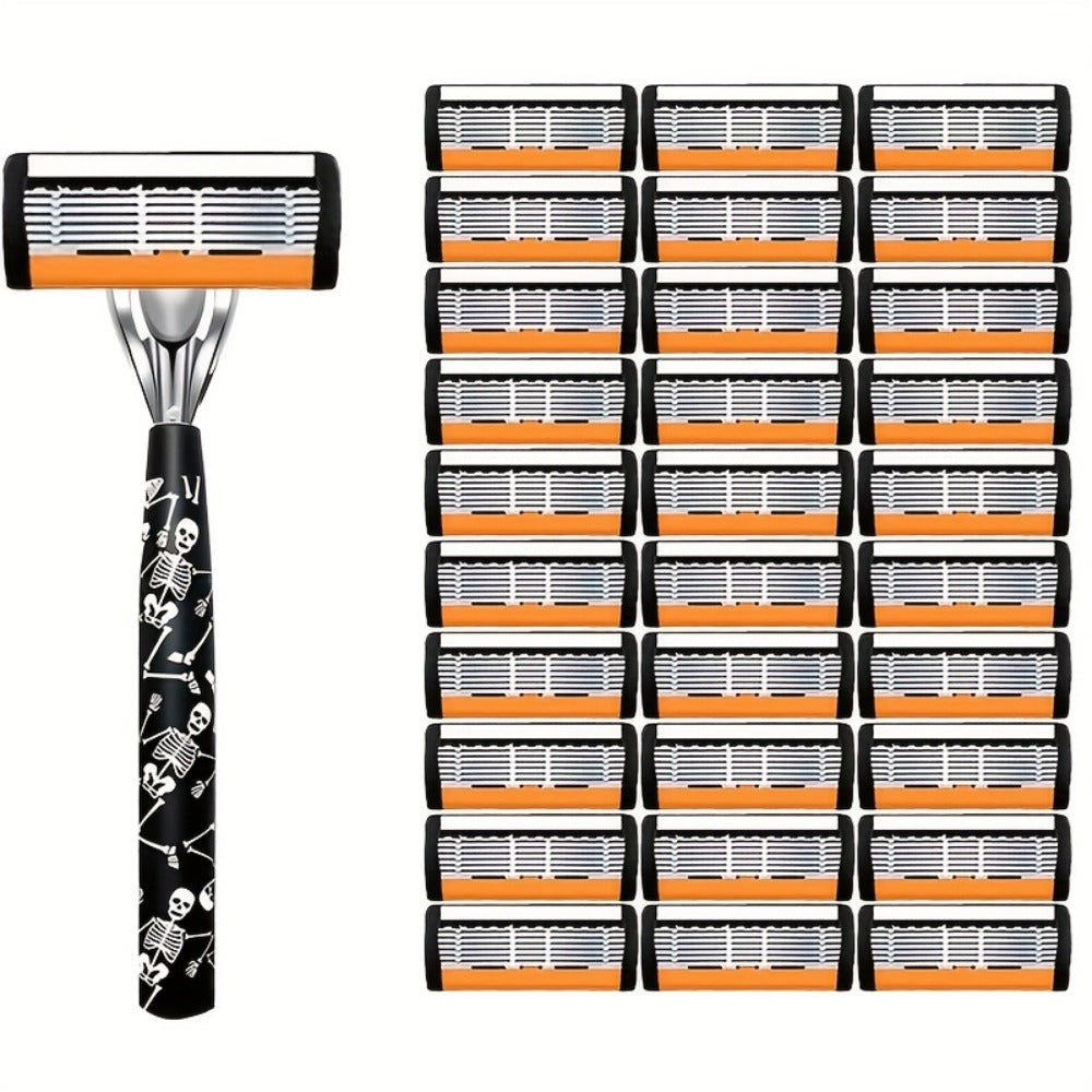 Safety Razor for Men 7-Layer Progressive Blades — Non-Slip Stainless Steel Handle Classic Double Edge Razor for Beard & Mustache Grooming, 1 or 2 Handle + 15–36 Blade Pack Options - product image 10