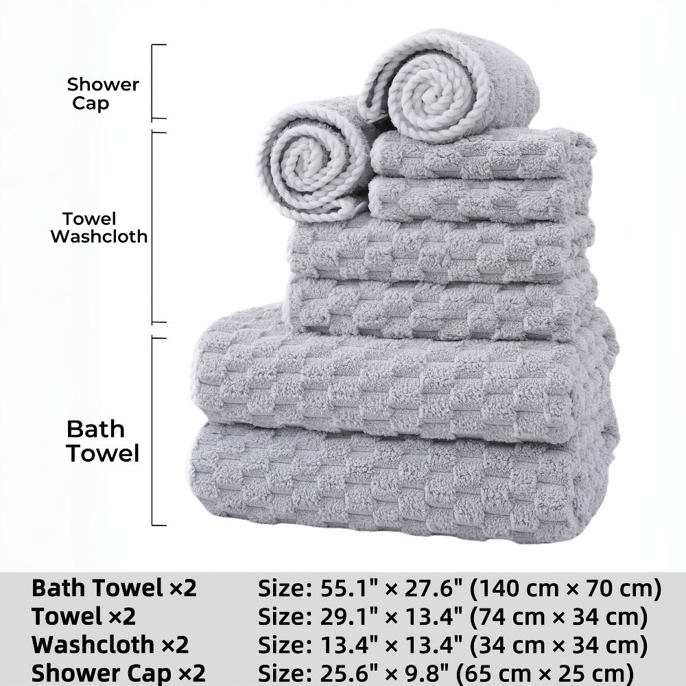 Waffle Weave Bath Towels Set 4 Pack or 8 Pack - Ultra Soft Super Absorbent Quick Dry Microfiber Moire Textured Towels | Spa Gym Travel Daily Use | Multi-Color Sets Gray Pink Blue B - product image 14
