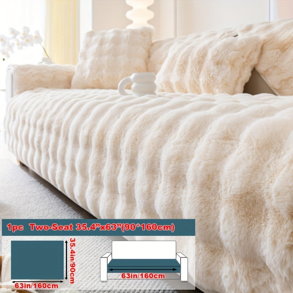 Faux Rabbit Plush Sofa Cover Winter Warm Thickened Anti-Slip Pet Friendly Cushion Protector for Living Room Bedroom Office 1 2 3 4 Seater - product image 41