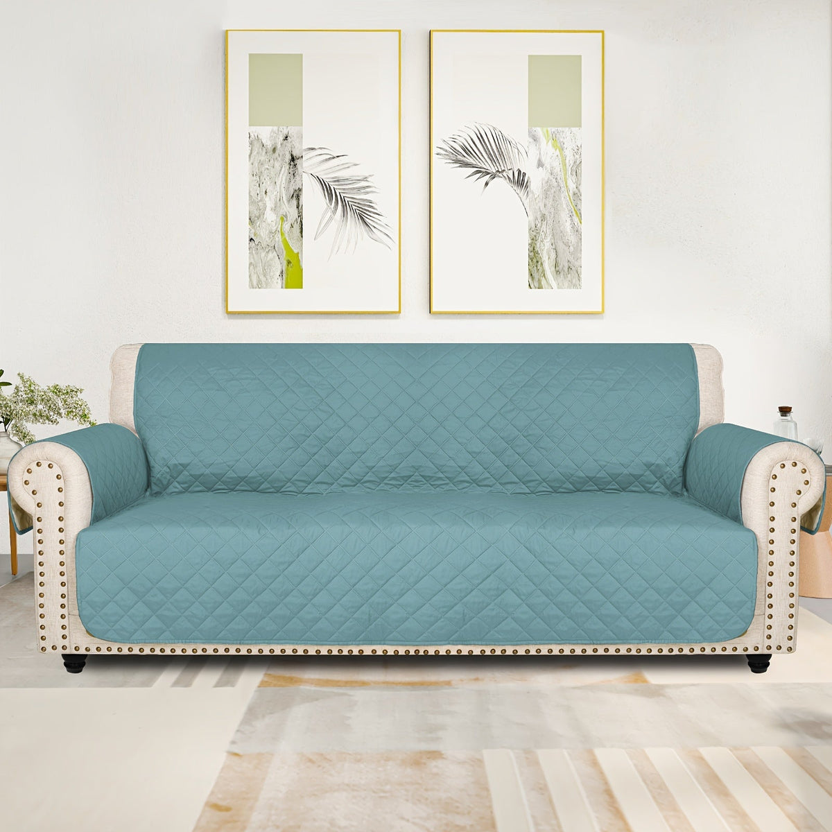Sofa Slipcover 5-Layer Quilted Thick Sofa Cover Protector Elastic Strap Non-Slip Washable Pet Friendly Universal Fit 3 4 Seater Couch Cover for Living Room - 10 Colors - product image 31