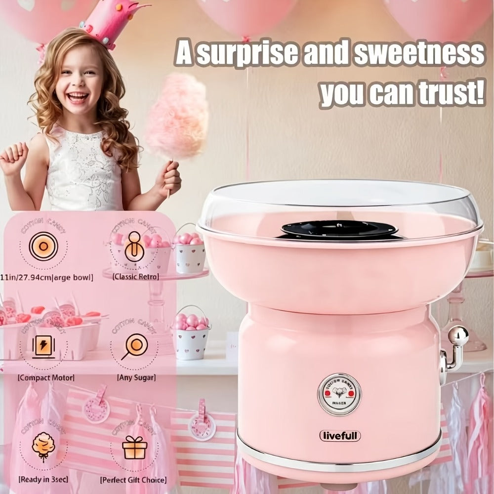 Cotton Candy Machine for Home & Commercial Use – Desktop Tabletop Floss Maker, Food-Grade Anti-Scald Design, Makes Colorful Fancy Spun Sugar, Includes Colored Sugar & Rolling Stick - product image 3