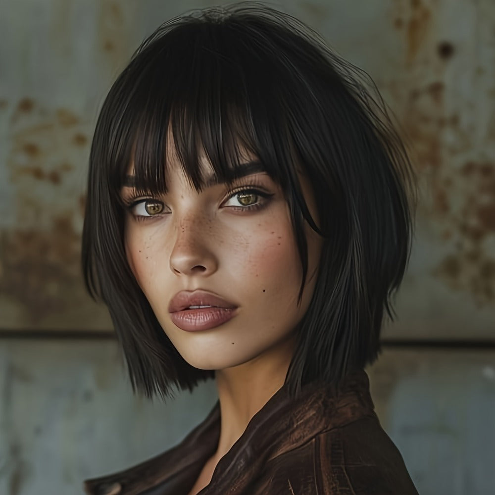 Rose Net Cap Synthetic Wig with Bangs 12 Inch Multi Color Breathable Soft Cap for Women | Light Yellow Gradient Brown Red Highlights Light Brown | Daily Wear Cosplay - product image 8