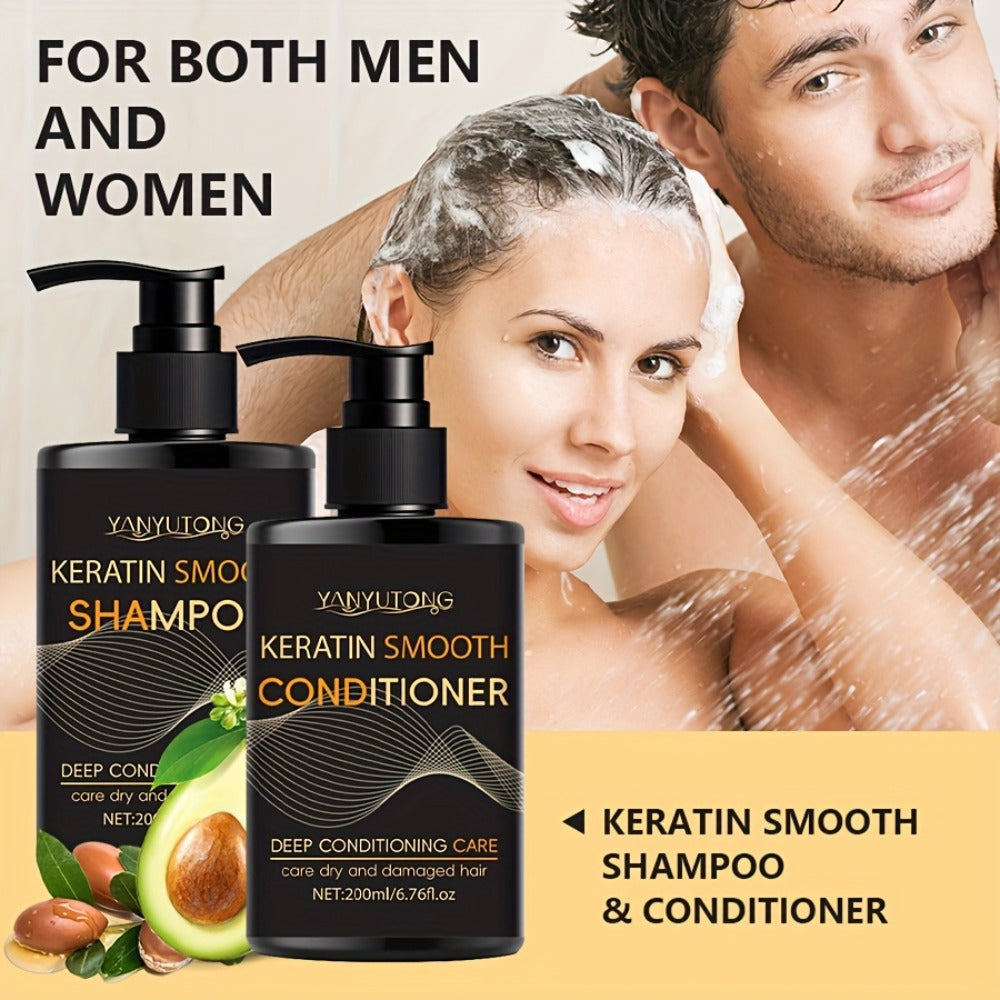 Professional Keratin Smoothing Shampoo and Conditioner Set 6.76oz Each – Repairs Color-Treated & Heat-Damaged Hair, Prevents Breakage Split Ends & Frizz, Deep Moisturizing for All  - product image 12