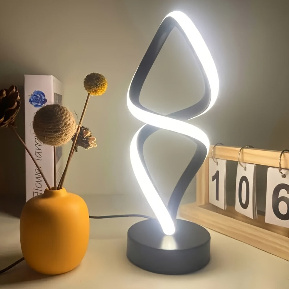 Spiral LED Table Lamp, Dimmable Push Button Control Desk Light for Bedroom Living Room Office, Modern Metal Base Indoor Accent Lamp, Unique Spiral Design Home Decor Gift for Christ - product image 19