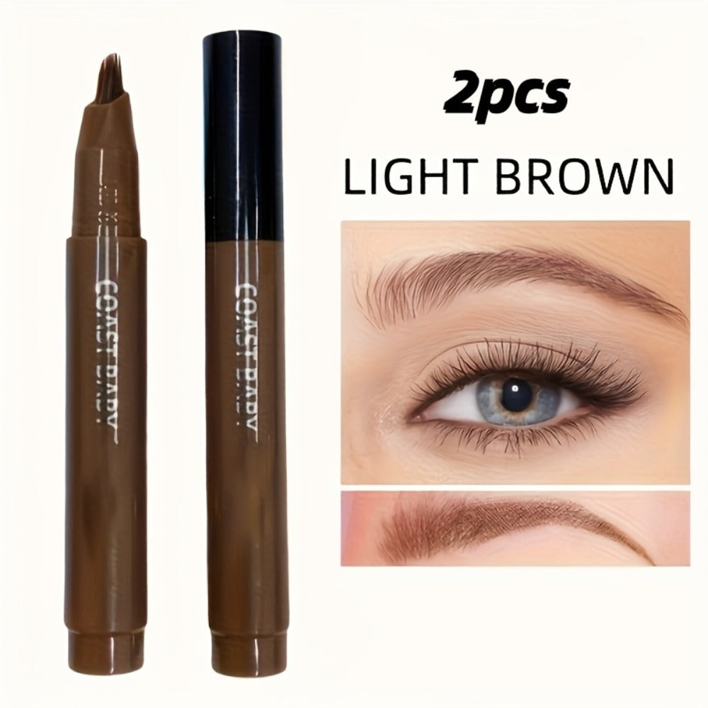 Eyebrow Pencil 2-Pack Multi-Fork Tip Waterproof — 4 Shades Natural Hair Stroke Effect Brow Pen Smudge-Proof Long-Lasting Microblading Look Hairline Filler for Sparse Brows Beginner - product image 9