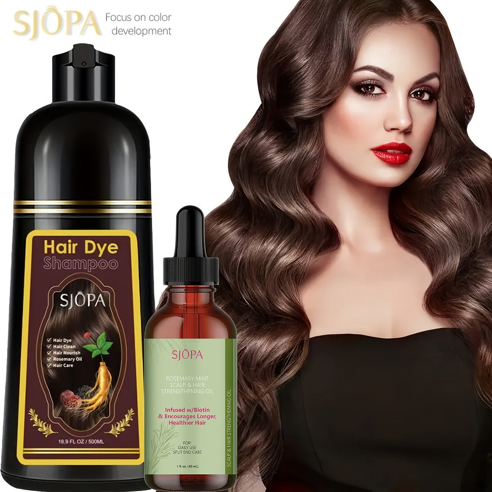 Hair Dye Kit 3-in-1 Color Shampoo with Rosemary Oil 500ml - Natural Safe No Ammonia Quick Coloring Gray Coverage Gentle on Skin Unisex Black Brown Red Purple Silver 12 Shades - product image 12