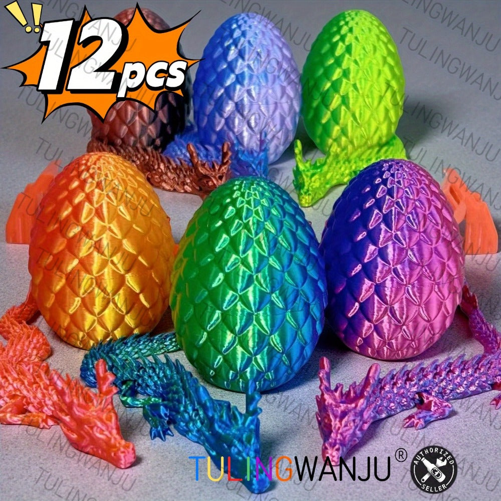 Dragon Figurine & Dragon Egg Set 12pcs | Fantasy Collectible Statues 11.81" Dragon Statue + 3.54" Egg Ornaments Random Colors Home Decor Gift for Dragon Lovers Collectors Teens Birthday Christmas