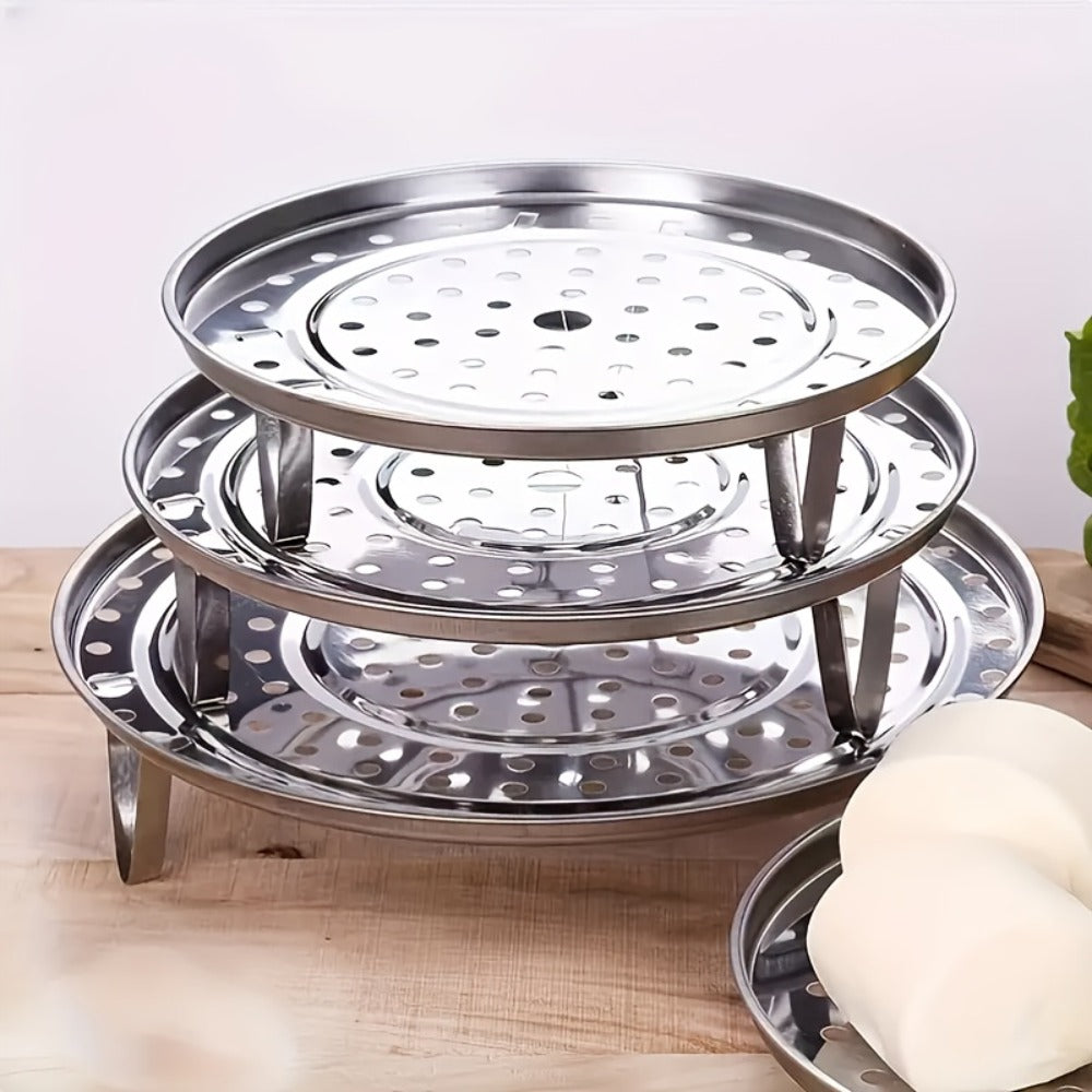 Stainless Steel Steamer Rack Set 3-Piece Multi-Layer Round Steamer Insert with Can Holder – Fits Most Pots for Home Kitchen | Stackable Steam Tray Cooking Rack for Vegetables Dumpl - product image