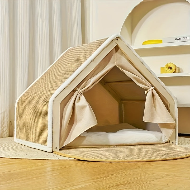 Cat House Semi-Enclosed Shell Design with Sisal Scratching Pad Tent Hideout for Small Medium Cats Indoor Living Room Bedroom Study XL for Camping & Outdoor - product image 5