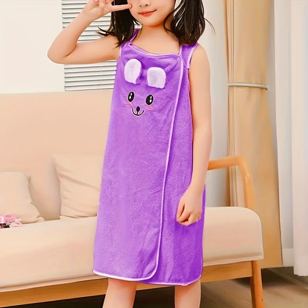 Bunny Ears Bath Towel Wrap for Girls - 250GSM Microfiber Cartoon Bath Skirt, Cute Kawaii Robe for Ages 6-12, Rose Red Purple Pink Blue, Fun Birthday Gift - product image 11