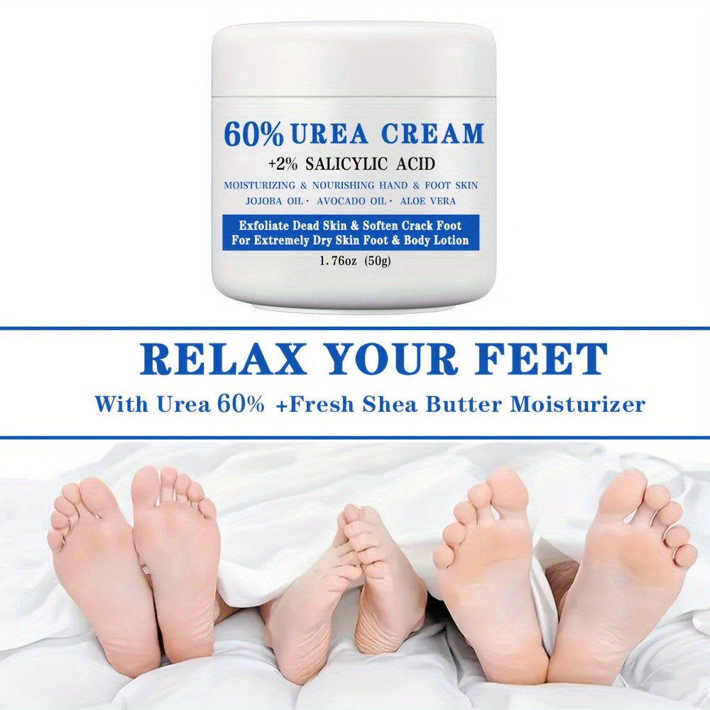 Urea Foot Cream 60% with 2% Salicylic Acid Deep Moisturizing Exfoliating Heel & Hand Lotion – Softens Dry Cracked Skin, Jojoba & Avocado Oil, Hypoallergenic 1.76oz - product image 2