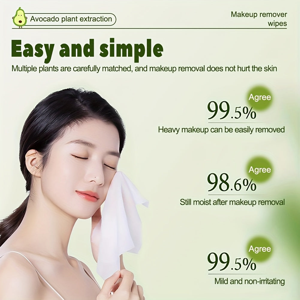 Makeup Remover Wipes Avocado Squalane Deep Cleansing Hypoallergenic Moisturizing Disposable Face Wipes 80 Sheets Pack Travel-Friendly Gentle for Sensitive Skin All Skin Types - product image 3