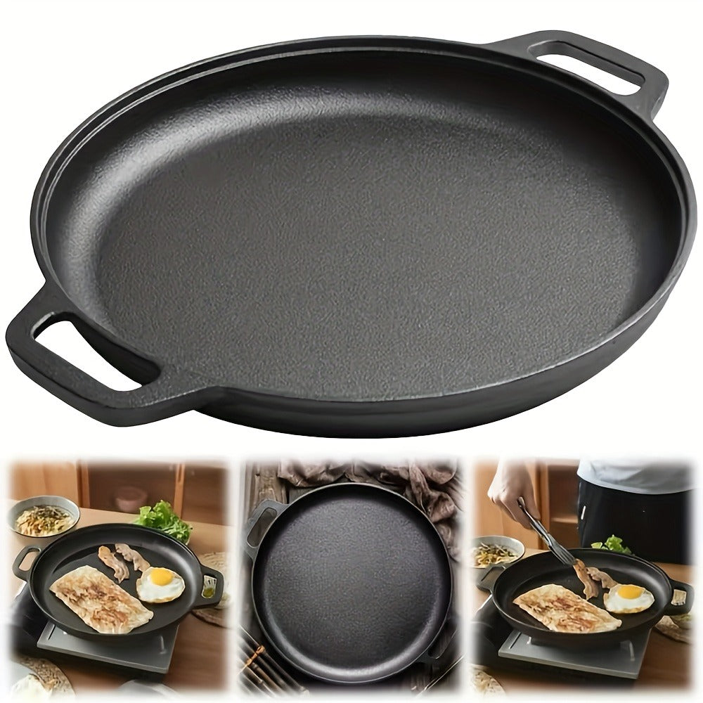 Pre-Seasoned Cast Iron Pan Set - Non-Stick Multifunctional Skillet for Pizza Home Kitchen Outdoor Cooking, Even Heating Compatible with All Stoves, 1/2/3 Piece Options - product image 6