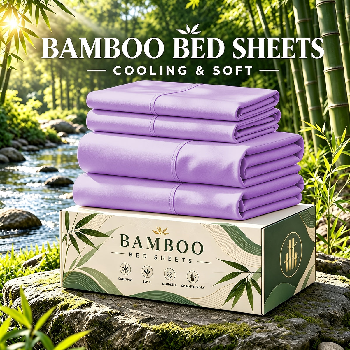 6 pcs Deep Pocket Cooling Bamboo Sheet Set, Luxurious and Ultra-Soft, Breathable, 16 Inch Extra Deep Pocket, Twin, Full, Queen, King, Multiple Colors to Choose - product image 27