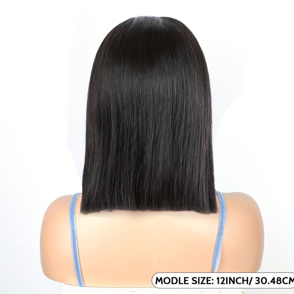 250% Density HD Lace Closure Wig Human Hair Straight Bob Glueless 4x4 Pre-Plucked Pre-Cut Natural Hairline Beginner Friendly 8-16 Inch Natural Black - product image 9