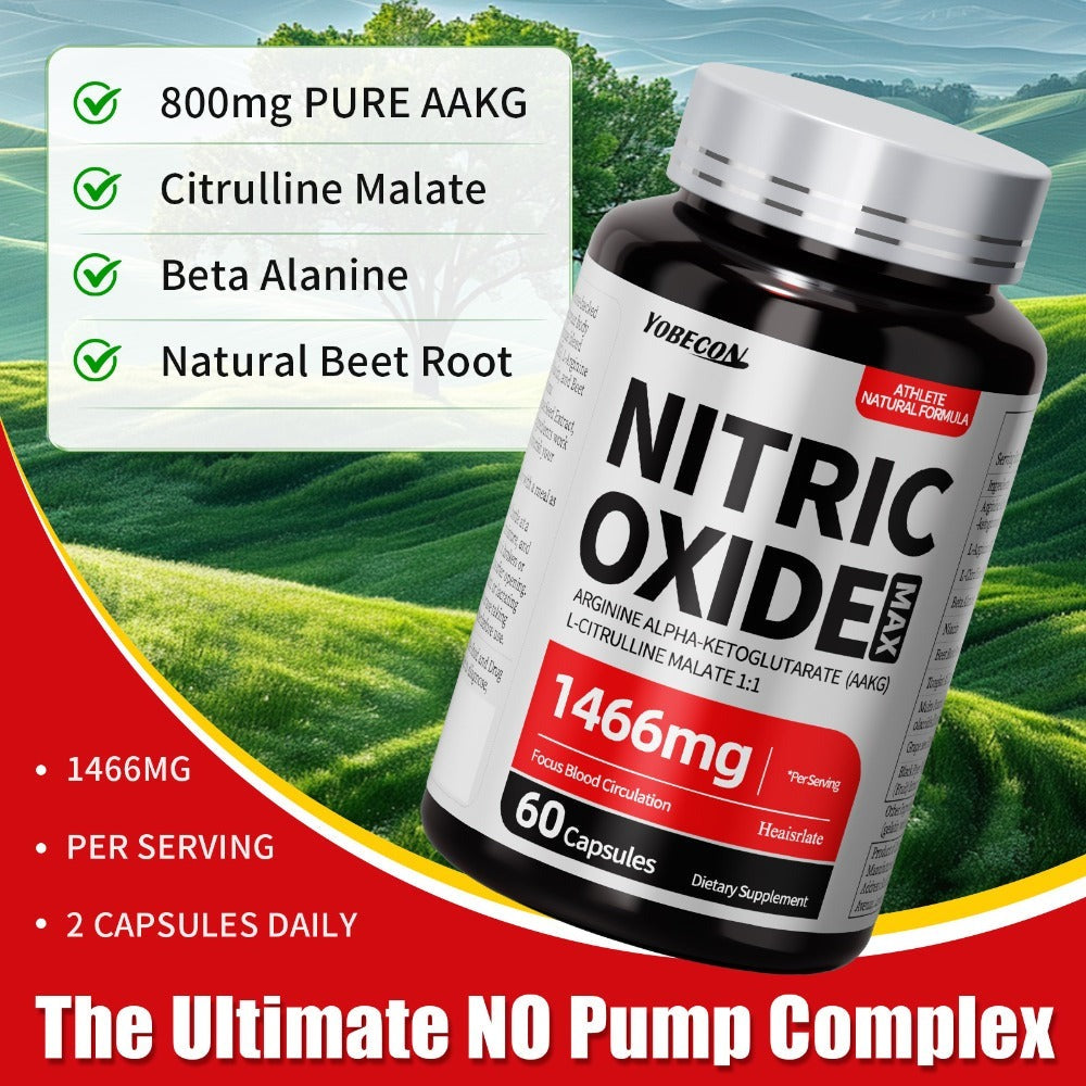 Nitric Oxide Supplement 1466mg with L-Arginine, L-Citrulline & Beet Root — Boosts Blood Flow, Muscle Pump, Endurance & Athletic Performance | Pre-Workout Capsules for Men & Women | - product image 7