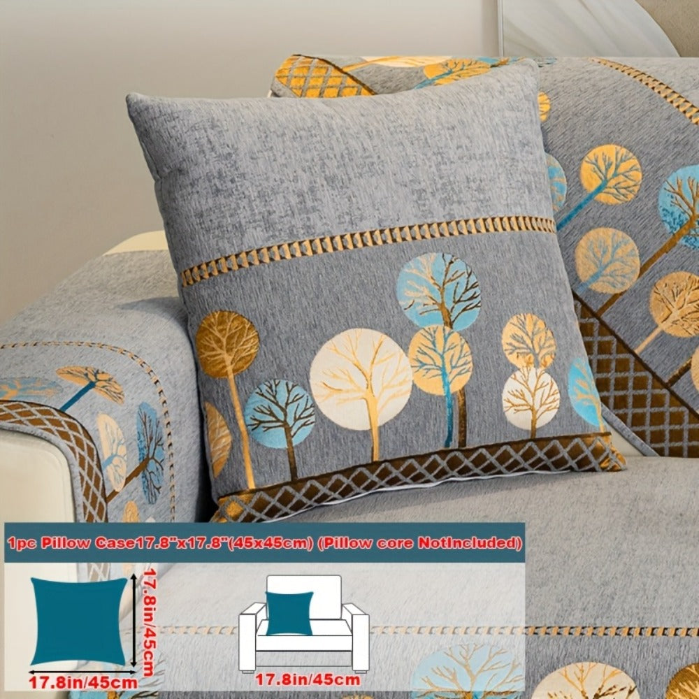Sofa Couch Cover Light Luxury Geometric Embroidery 1pc - Knit Anti-Slip Four Seasons Universal Pet Friendly Furniture Protection Slipcover | Grey Blue White | Single 2-Seat Living  - product image 7