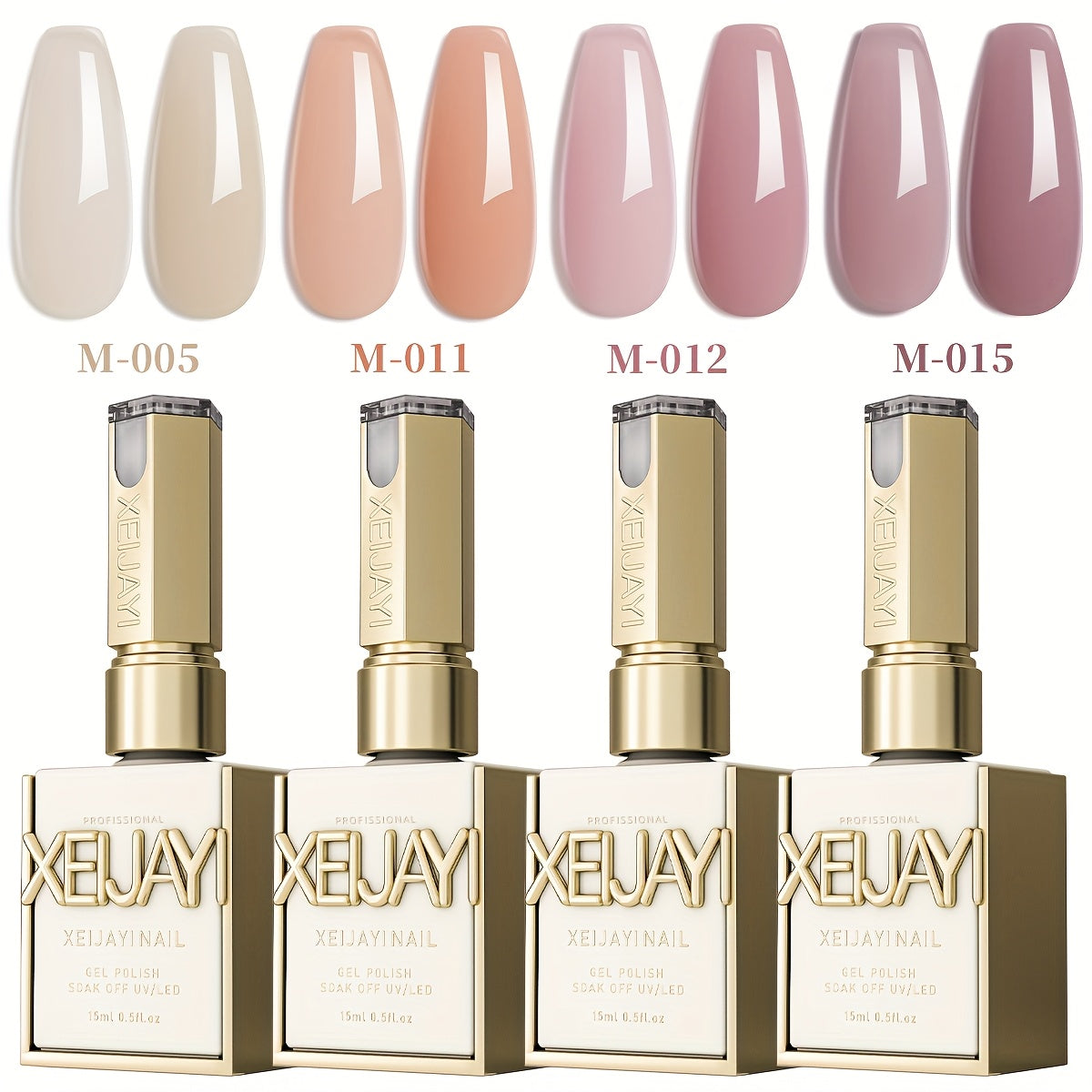 Jelly Gel Nail Polish Set 4pcs Nude Icy Translucent - Semi-Permanent LED Cured Long Lasting Glossy DIY Home Manicure Nail Art Kit 0.51oz - product image 14