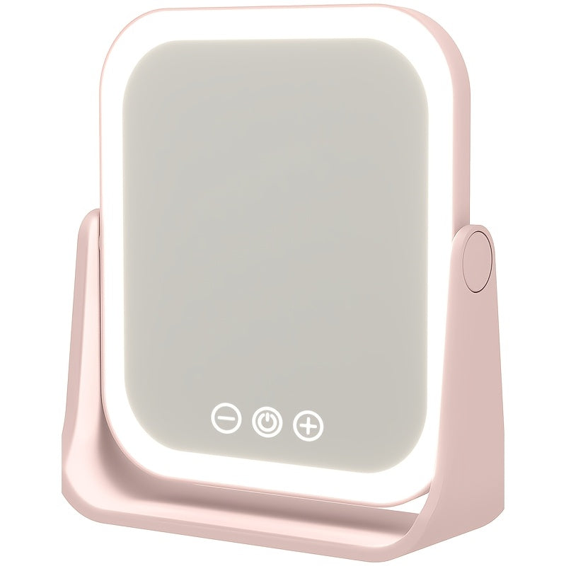 Portable LED Makeup Mirror Folding with Touch Screen - USB Rechargeable Vanity Mirror, Tri-Color Dimmable Lighting, Travel Desk Tabletop, Square or Round Shape, Pink or White, Cord - product image 20