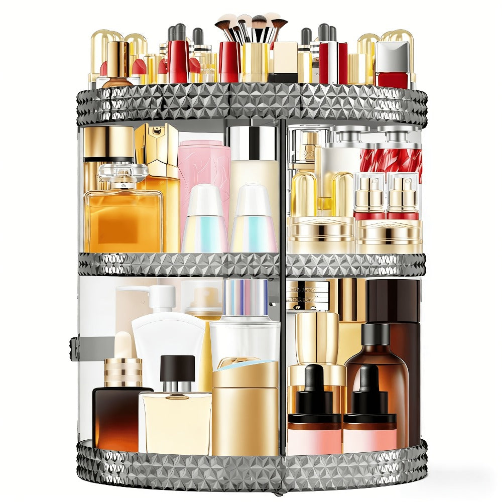 Rotating 360 Makeup Organizer Spinning Cosmetic Storage Display Rack 7 Adjustable Layers Large Capacity Skincare Holder for Vanity Countertop Bathroom Dresser White Blue Gray - product image 11