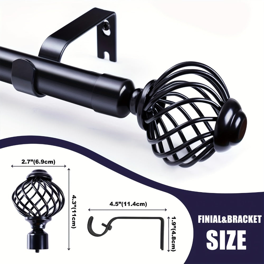 Black Adjustable Curtain Rod Heavy Duty Farmhouse Decorative Drapery Rod for Bedroom Living Room Kitchen Patio 4 Sizes Easy Install - product image 6