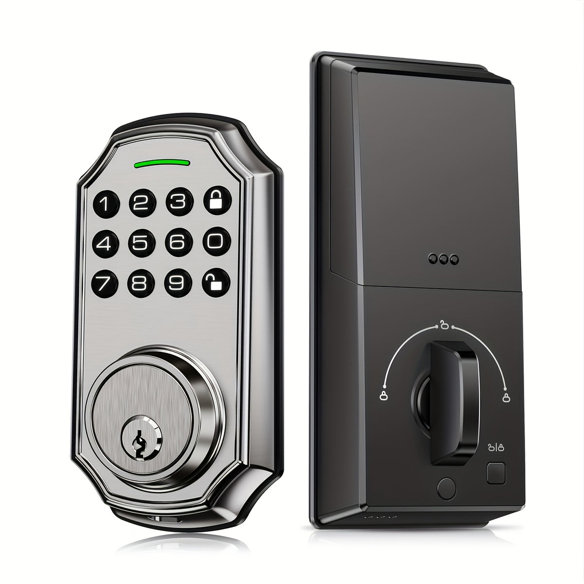 Smart Deadbolt 100-digit Privacy Code Combination, Keyless Entry Door Lock, Auto Locking/unlocking, Available Black and Silvery, Low Battery Alarm, Secure and Reliable, One-touch Locking