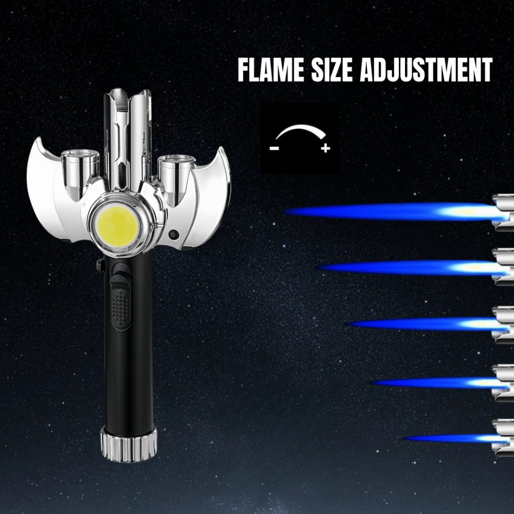Torch Lighter Metal Jet Flame, Large Windproof Butane Torch with COB Light, High-Power Refillable Flamethrower for Barbecue, Baking, Camping, Moxibustion & Outdoor Use – Black & Si - product image 7