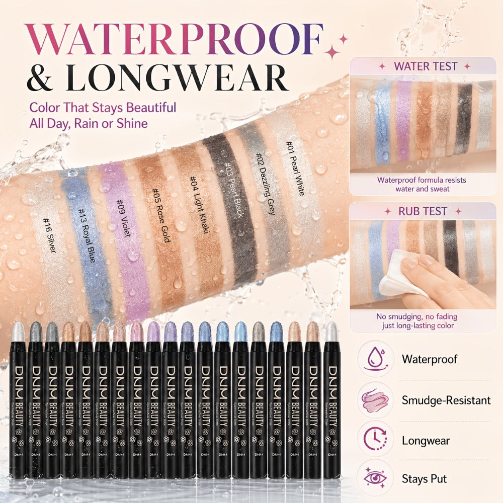 Highly Pigmented Eyeshadow Stick Set 16 Colors Waterproof Matte & Shimmer Eye Makeup Pencil Kit — Blendable Crease-Proof Long-Lasting Eye Crayon for Women Beginners Daily & Glam Lo - product image 7
