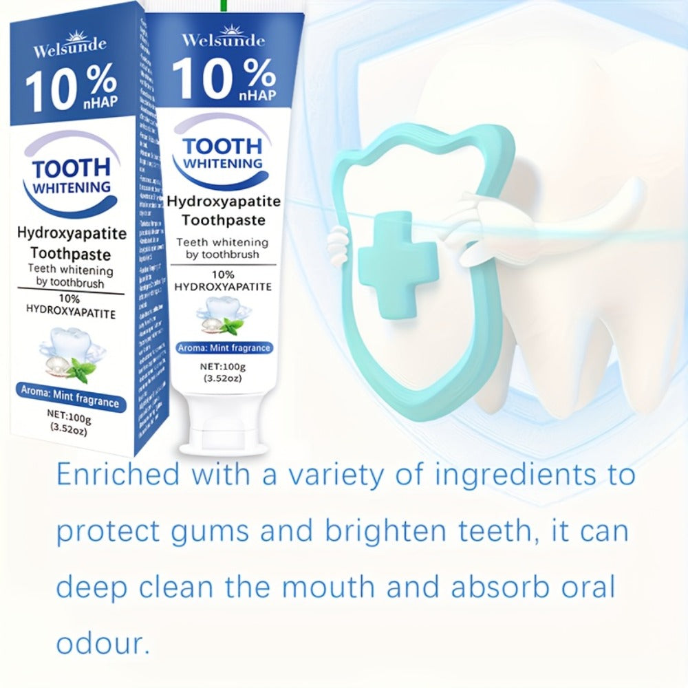 Nano Hydroxyapatite Toothpaste 2-Pack 10% HAp European Formula — Remineralizes Enamel, Deep Cleans & Whitens, Fluoride-Free, Gentle on Gums, Minty Fresh Breath, 100g/3.52oz Each - product image 5